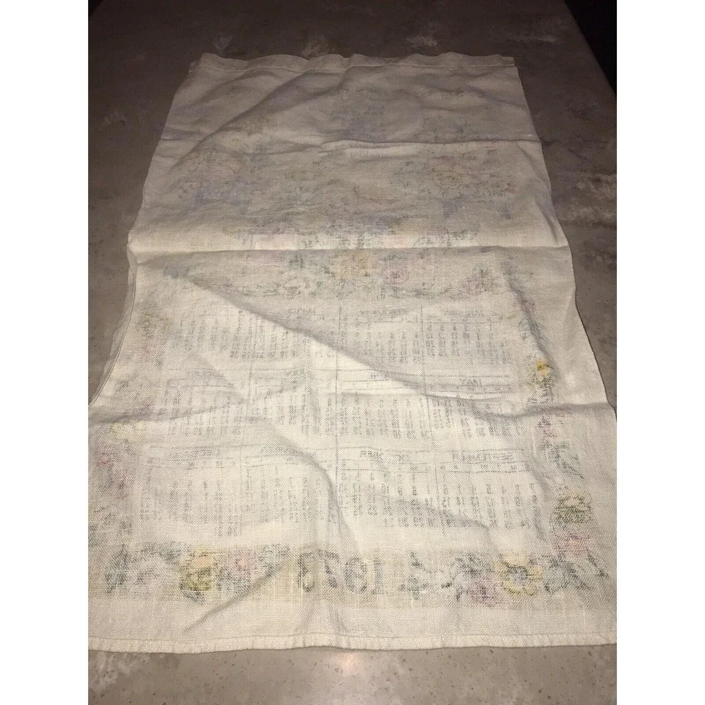 1973 Kitchen Calendar Tea Towel Floral Religious Wall Hanging Granny Core MCM